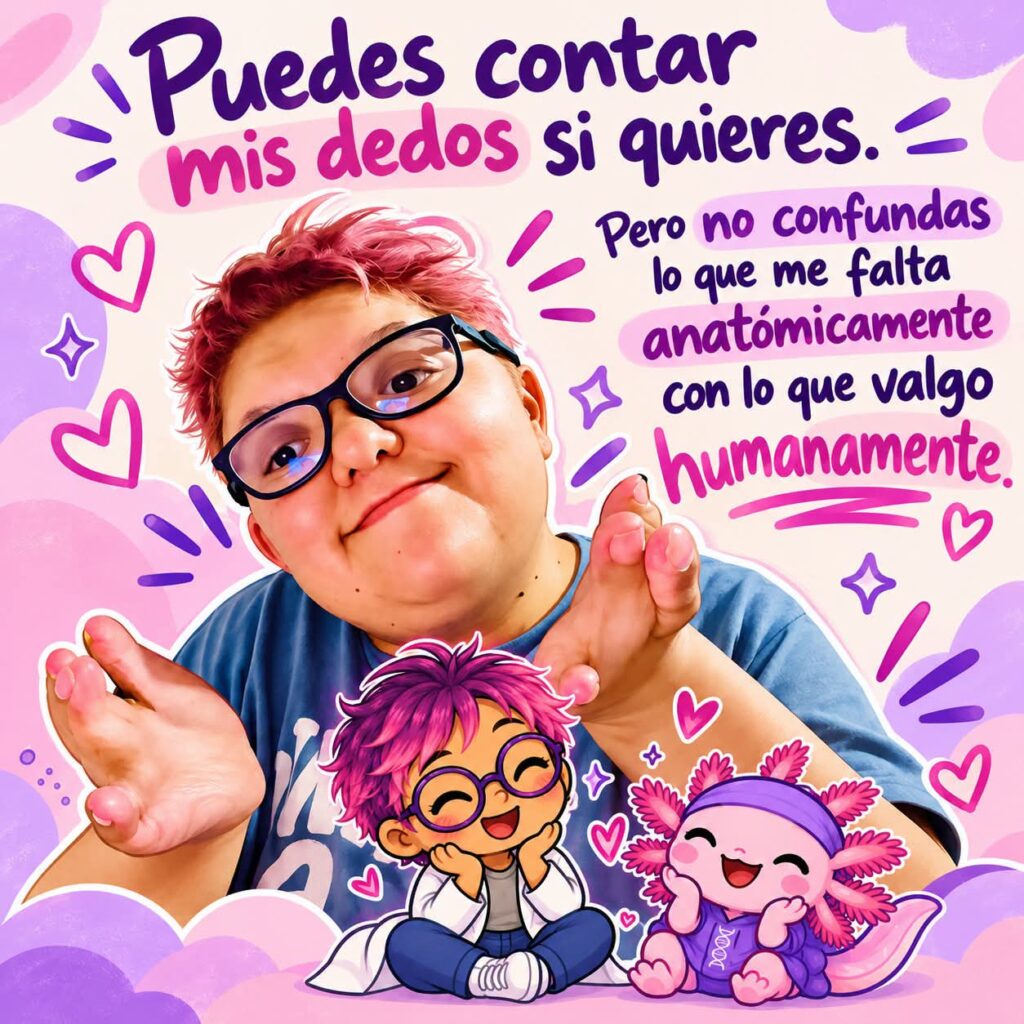 Caricatura lya, una mujer con discapacidad