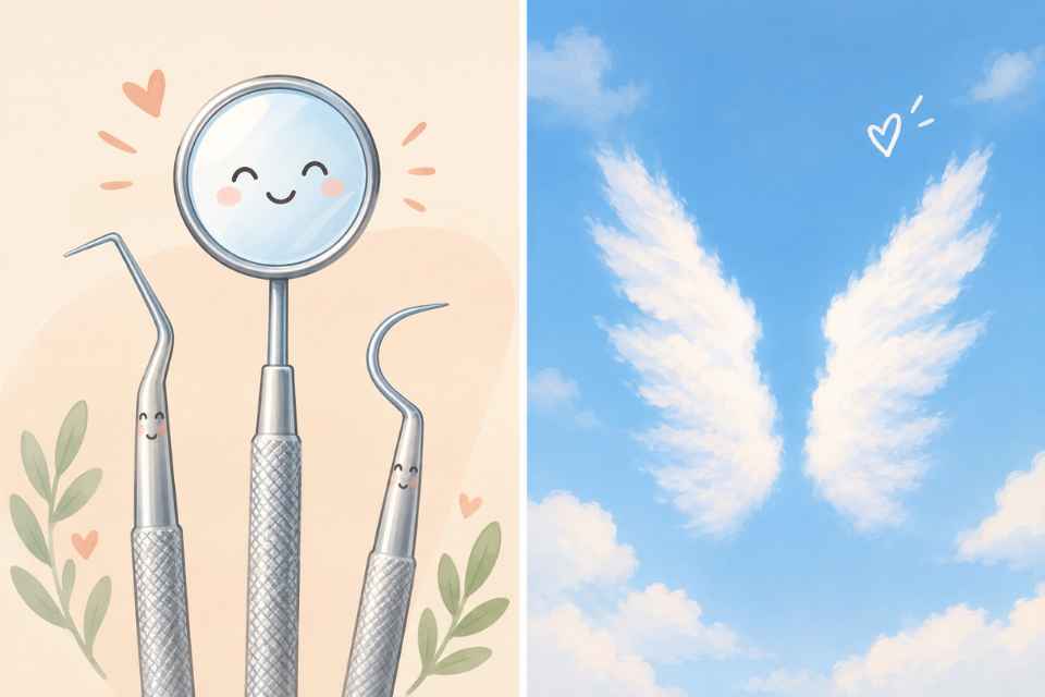 mis dos versiones. instrumentos de odontología y alas de ángel